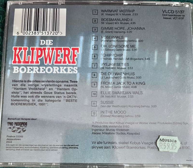 Die Klipwerf Boereorkes - Hantam Klanke VLCD5137