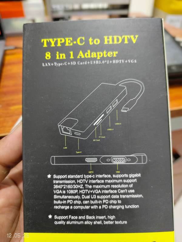 8 in 1 type c  multi function adapter for phone and laptop