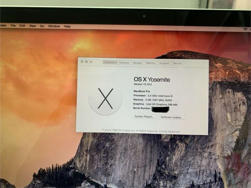 Macbook pro 15"  core i5 , 320GB Hdd, 4GB Ram ,2010 model