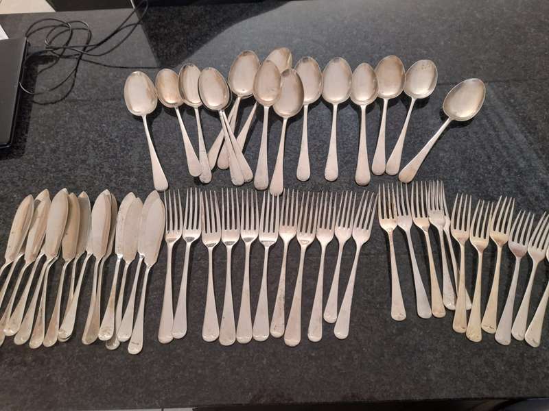 Collection of  Silver-Plated and 22 Nickel Silver Forks 15 Fish knife, 16 Spoons AND 6 TEA SPOONS