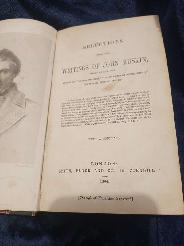 2x Vintage BOOKS WRITINGS OF JOHN RUSKIN 1864 AND THE HOUSE OF THE SEVEN GABLES  NATHANIEL HAWTHORNE