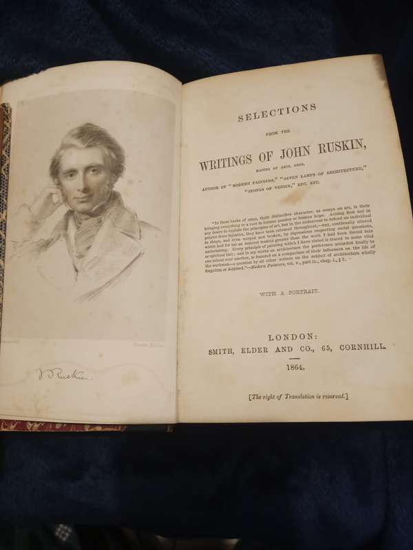 2x Vintage BOOKS WRITINGS OF JOHN RUSKIN 1864 AND THE HOUSE OF THE SEVEN GABLES  NATHANIEL HAWTHORNE