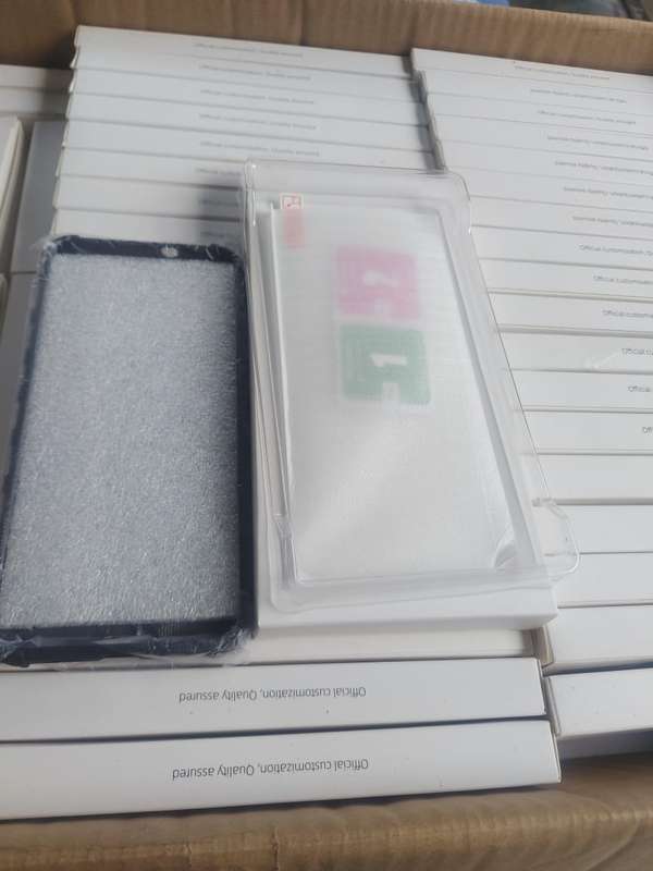 A box full of 93  cell phone Case Cover with Screen Protector Bulk Buy. Start your own business