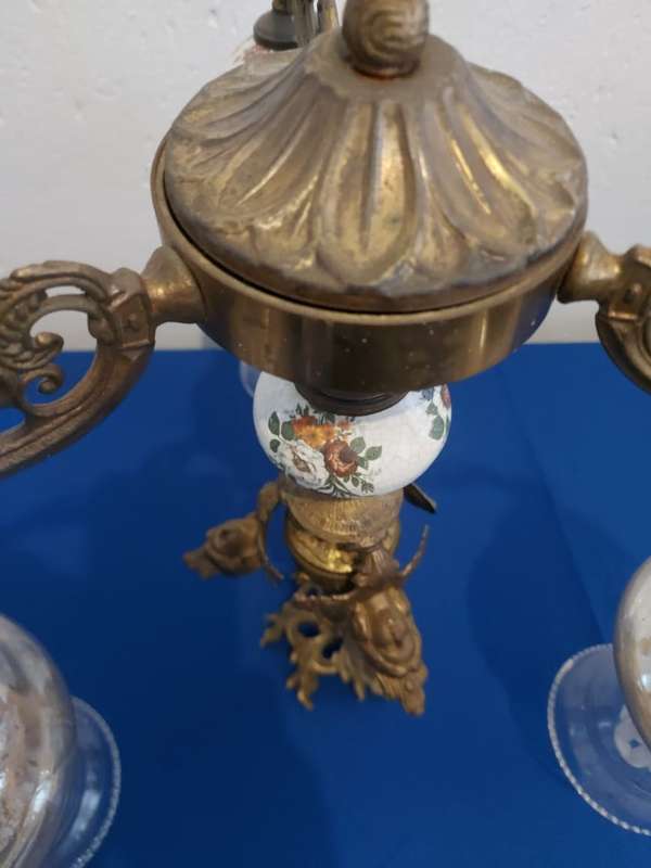 Antique  cast 3 arm Brass Chandelier