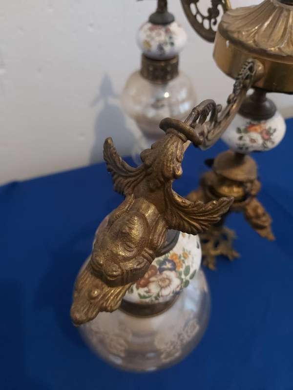 Antique  cast 3 arm Brass Chandelier