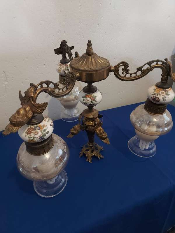 Antique  cast 3 arm Brass Chandelier