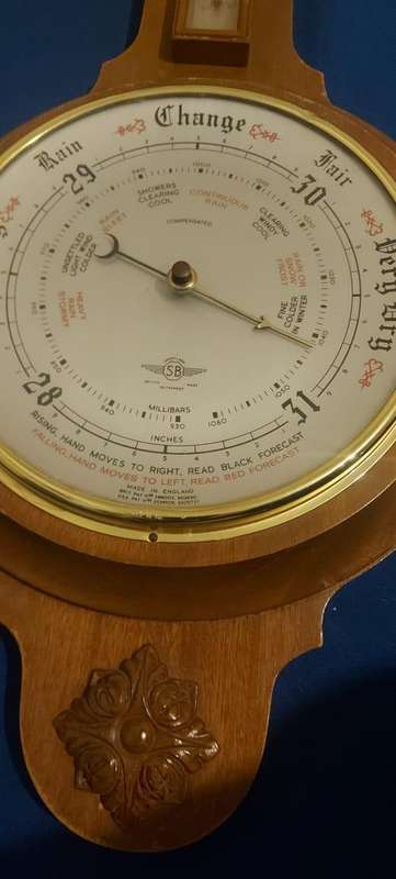 This vintage barometer thermometer