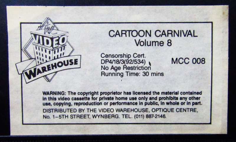 Cartoon Carnival - Volume 8 - VHS Video Tape (1992)