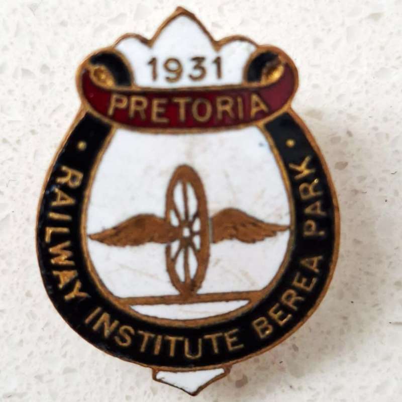 1931 Pretoria Railway Institute Metal Buttonhole Badge