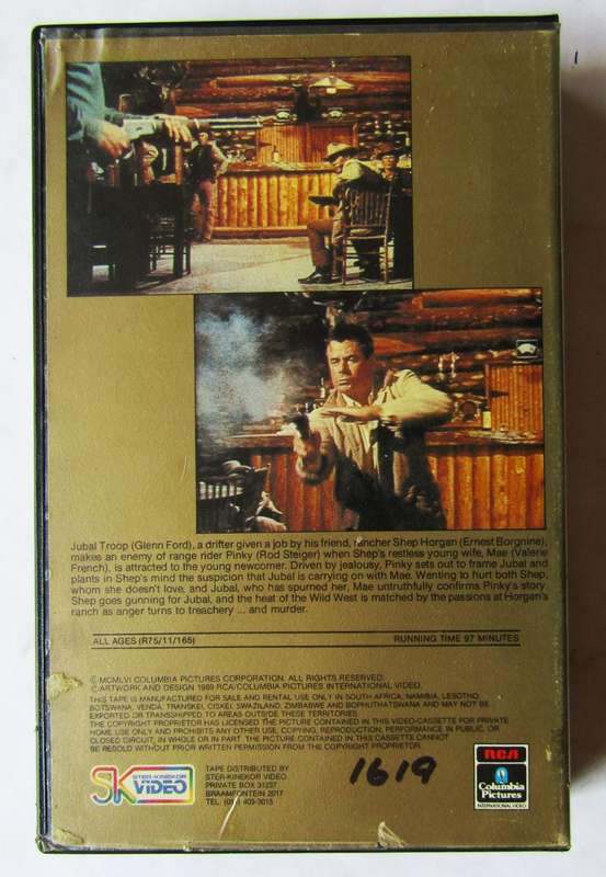 Jubal - Glenn Ford - Western Movie VHS Tape (1989)