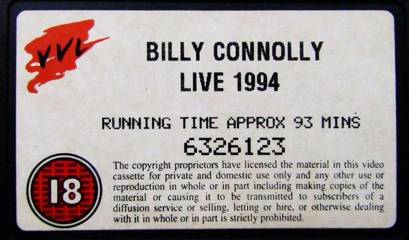 Billy Connolly Live 1994 - VHS Video Tape