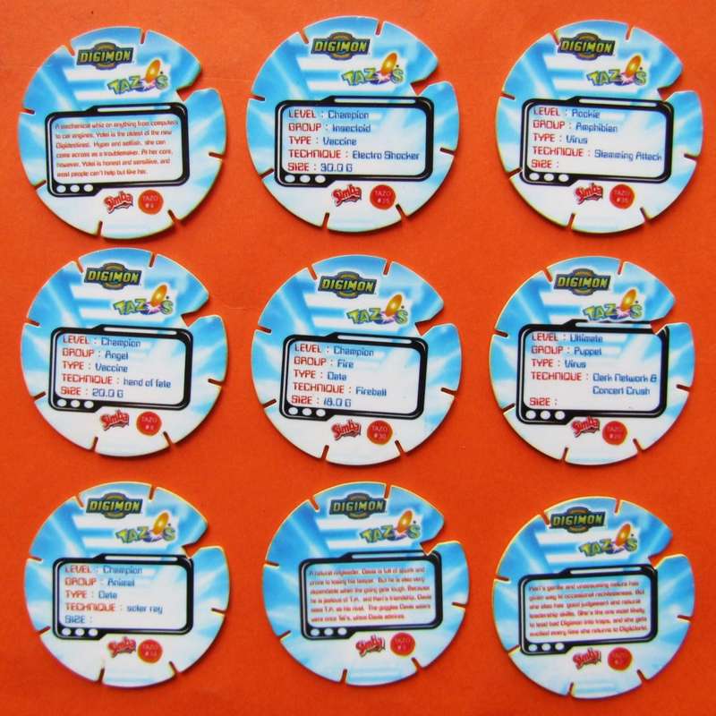 Lot of 9 Digimon Tazos by Simba