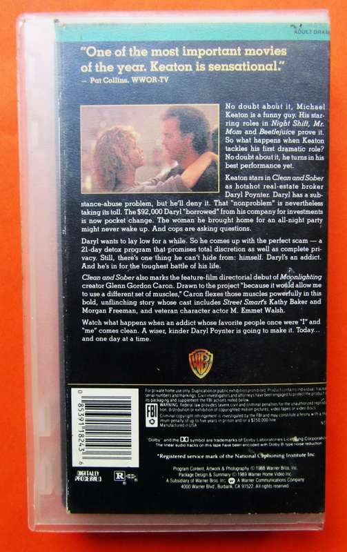 Clean and Sober - Michael Keaton - Movie VHS Tape (1989)