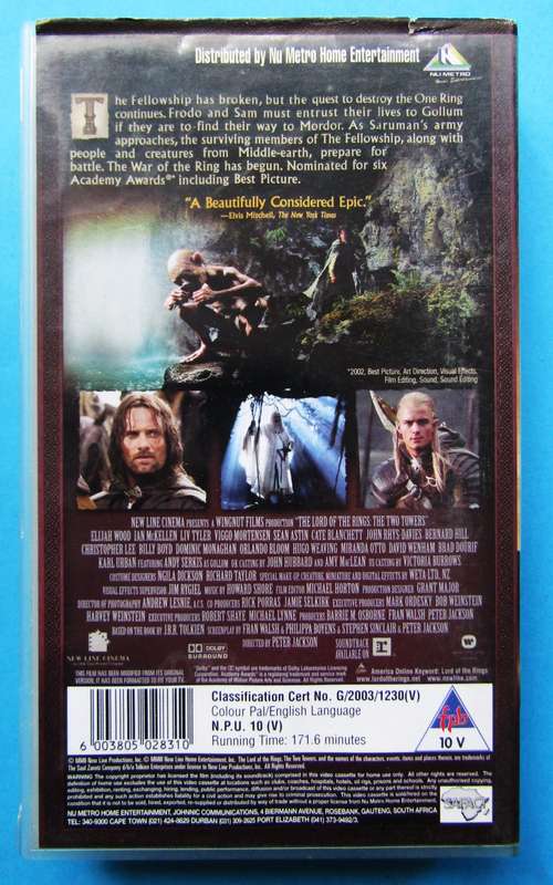 The Lord of the Rings - The Two Towers - Movie VHS Tape (2003)