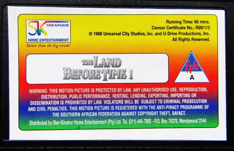 The Land Before Time - Volume 1 - VHS Video Tape