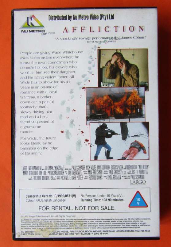 Affliction - Nick Nolte Movie VHS Tape (1997)