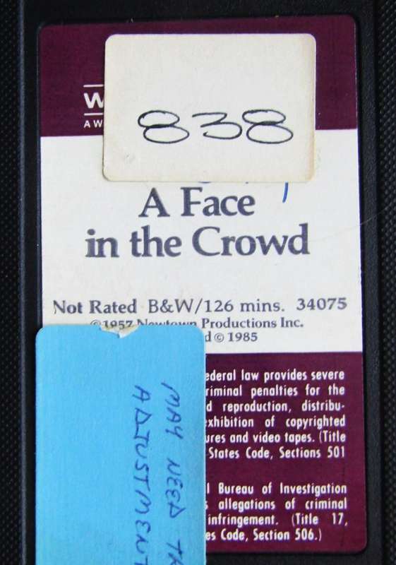 A Face in the Crowd - Movie VHS Tape (1985)