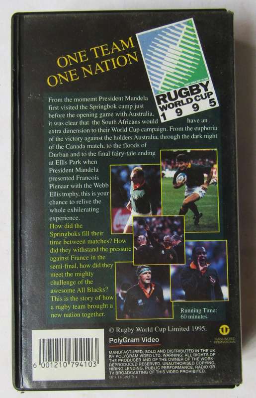 1995 Rugby World Cup - One Team One Nation - VHS Video Tape