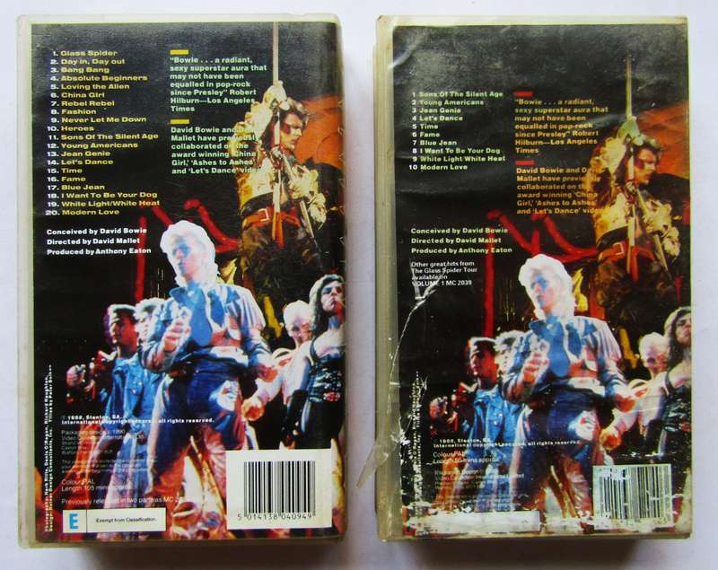 David Bowie - Glass Spider Volume 1 and 2 - VHS Video Tapes (1990)