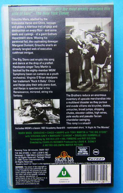 The Big Store - Marx Brothers - Movie VHS Tape (1990)