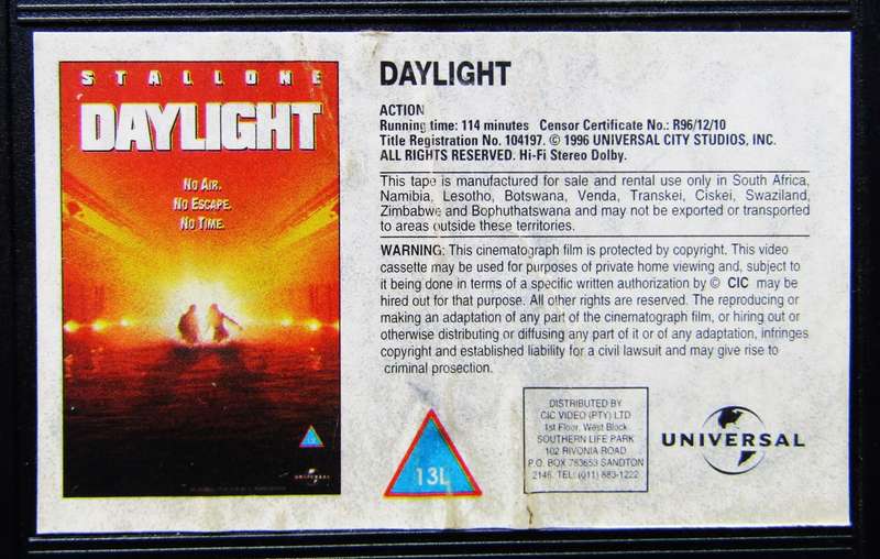 Daylight - Sylvester Stallone - Movie VHS Tape (1996)