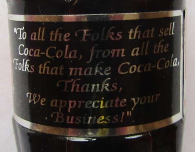 Old Coca Cola Partner Appreciation Bottle