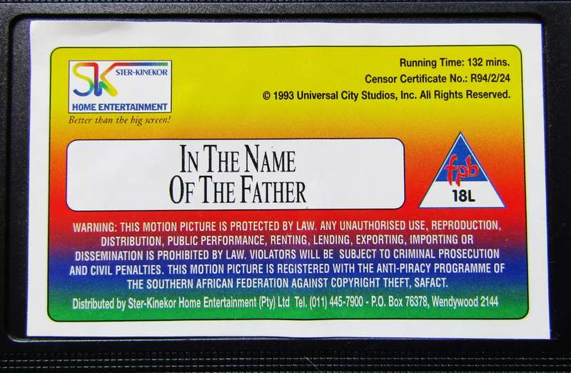 In the Name of the Father - Daniel Day Lewis - Movie VHS Tape (1994)