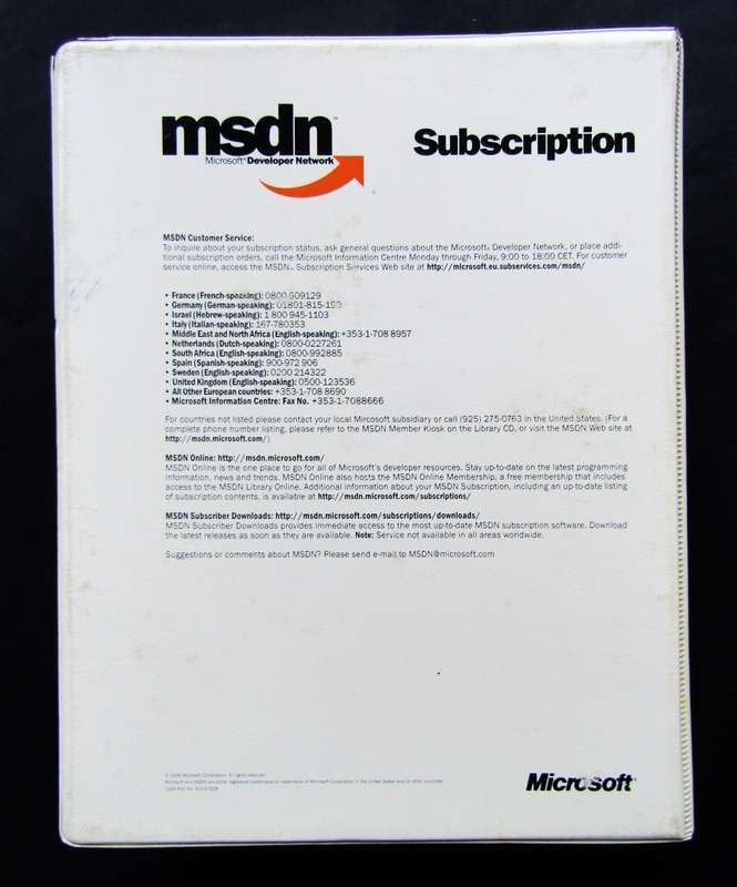 1999 Microsoft MSDN Subscription Disc Case