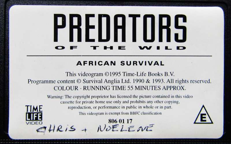 African Survival - Predators of the Wild - VHS Video Tape (1995)