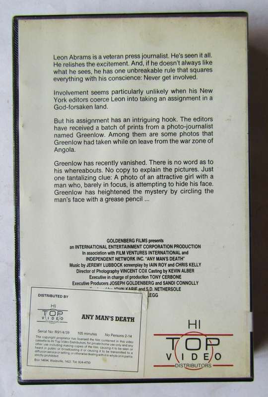 Any Man's Death - Movie VHS Tape (1991)
