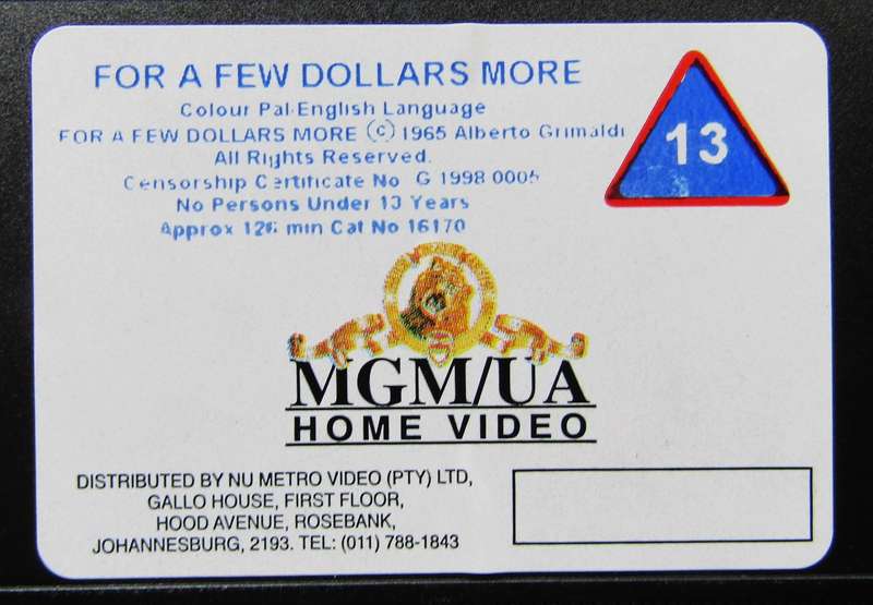 For a Few Dollars More - Clint Eastwood - Movie VHS Tape (1998)