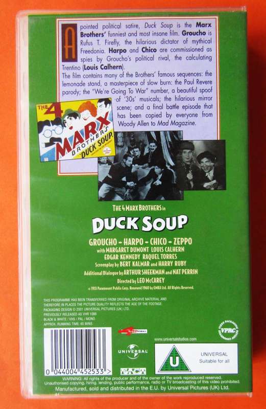 Duck Soup - Classic Movie VHS Tape (2001)