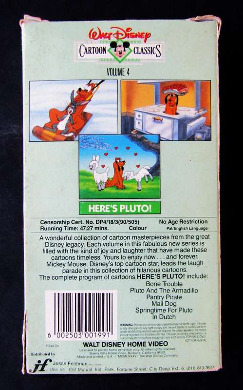 Here's Pluto! - Walt Disney VHS Tape (1990)