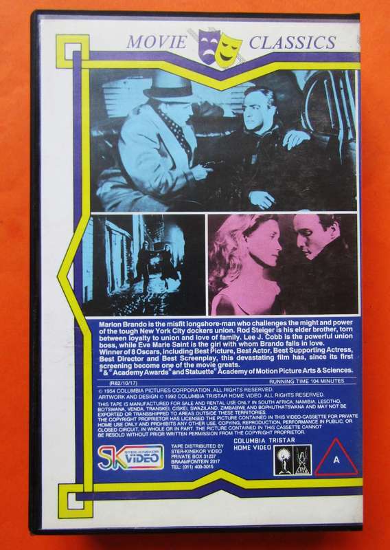 On the Waterfront - Marlon Brando - Movie VHS Tape (1992)