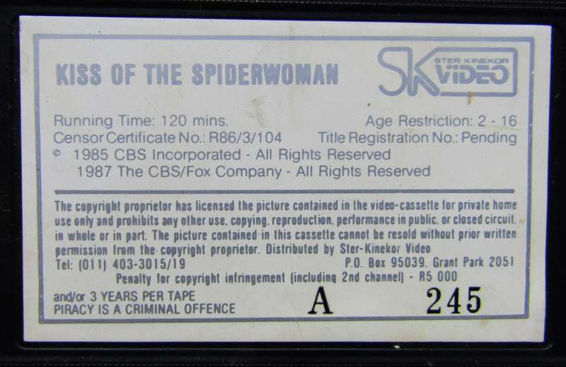Kiss of the Spider Woman - Movie VHS Tape (1988)