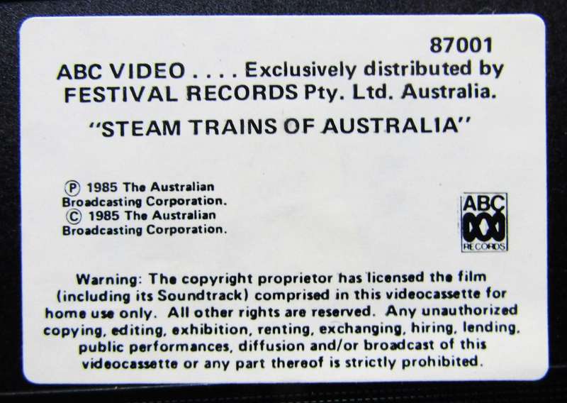 Steam Trains of Australia - Railways VHS Video Tape (1985)