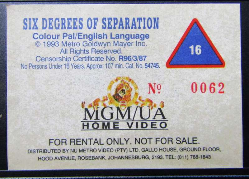 Six Degrees of Separation - Will Smith - Movie VHS Tape (1996)
