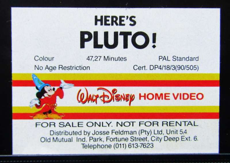 Here's Pluto! - Walt Disney VHS Tape (1990)