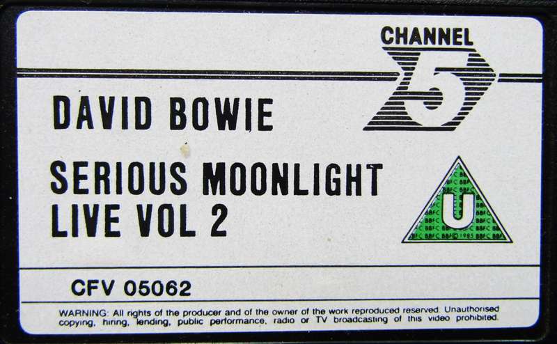 David Bowie - Serious Moonlight Live - VHS Video Tape