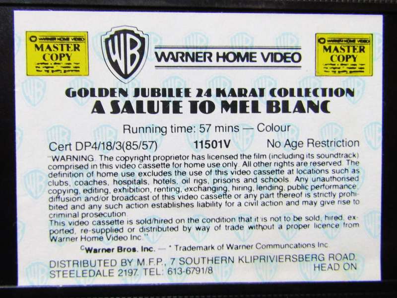 Warner Bros. Cartoons Golden Jubilee - VHS Video Tape (1985)