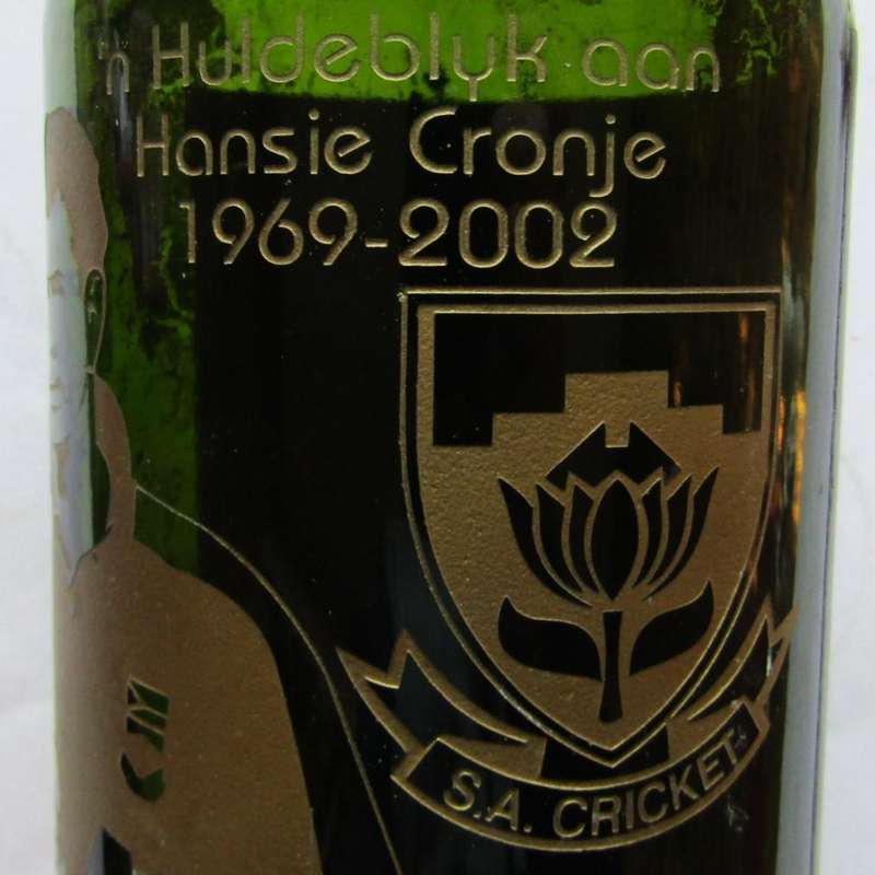 2002 Hansie Cronje SA Cricket Wine Bottle