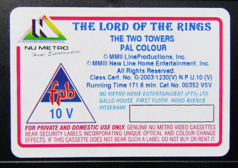 The Lord of the Rings - The Two Towers - Movie VHS Tape (2003)
