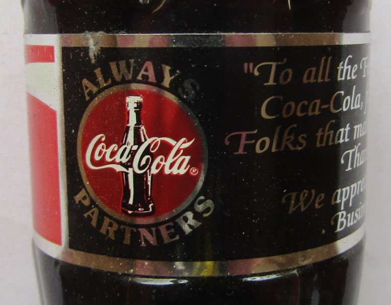 Old Coca Cola Partner Appreciation Bottle