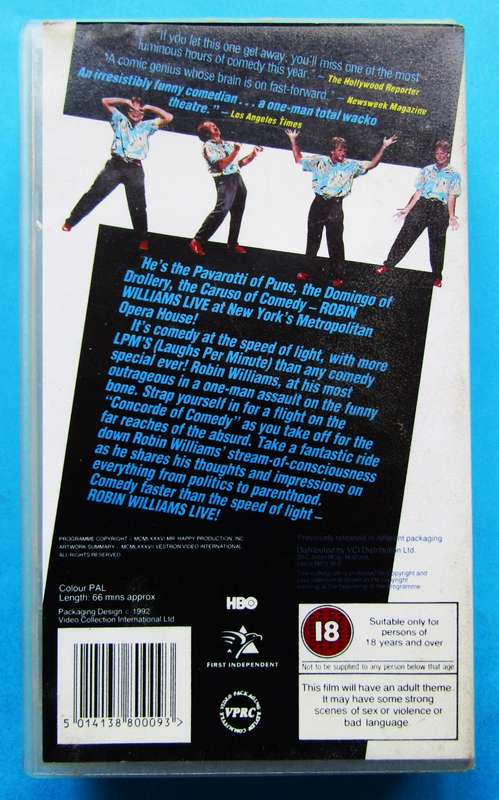 Robin Williams Live - Comedy VHS Tape (1992)