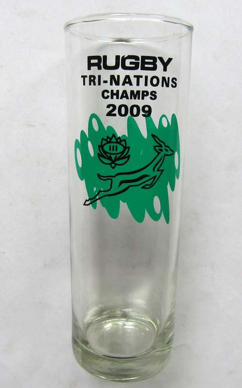2009 Tri Nations Champs Springbok Rugby Glass