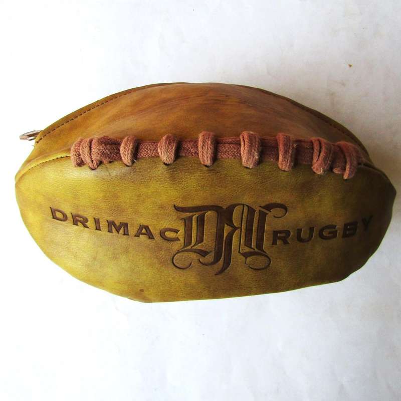 Old Drimac Full Size Rugby Ball Shaped Zipper Bag