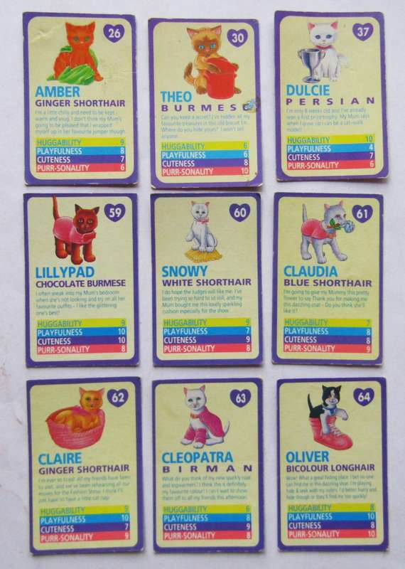 9 Kitty in My Pocket Figure Cards from the 90's