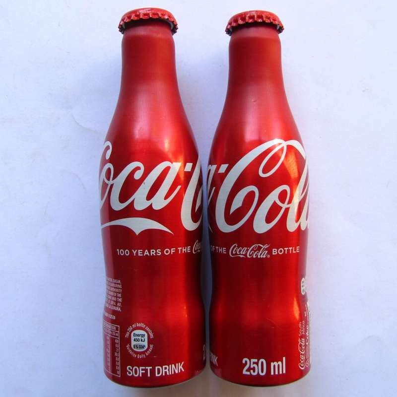 100 Years of the Coca Cola Bottle - 2 Coke 250ml Aluminium Bottles