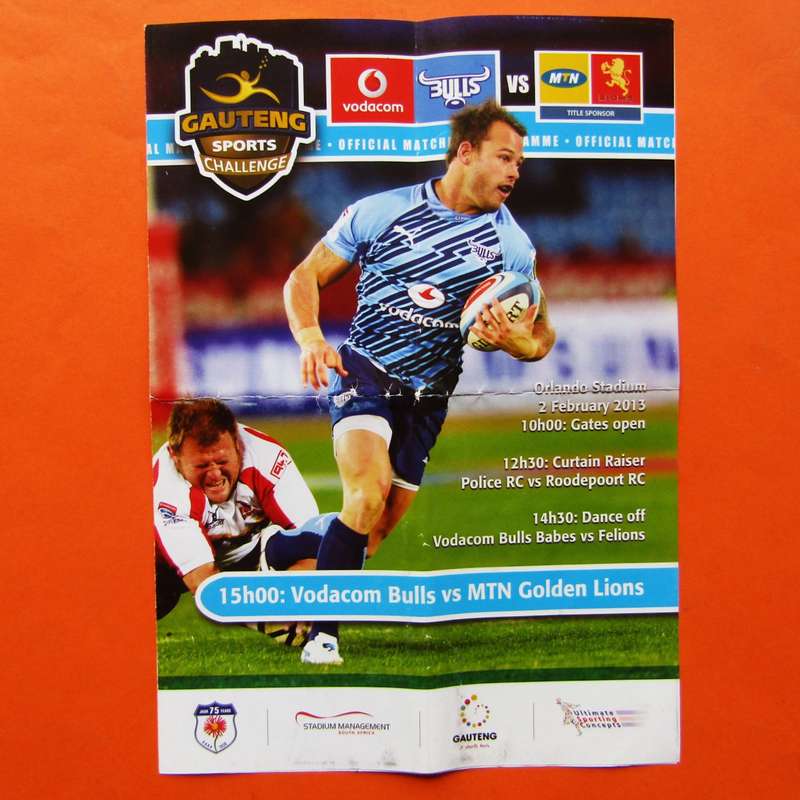 2013 Bulls vs Golden Lions Rugby Programme