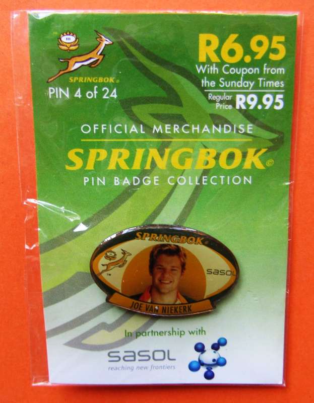 Joe van Niekerk Springbok Rugby Pin Badge